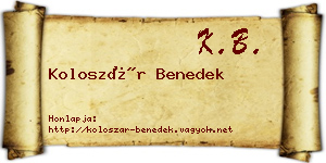 Koloszár Benedek névjegykártya