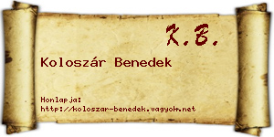 Koloszár Benedek névjegykártya