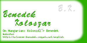 benedek koloszar business card